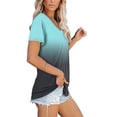 thumbnail image 4 of Teissuly Womens Fashion Gradient Color V-Neck Short Sleeve T-shirt Tops Blouse, 4 of 8
