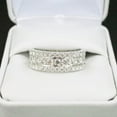 thumbnail image 3 of Bluebell Jewels 14K White Gold Fn CZ Wedding Trio His Her Bridal Band Ring Set, 3 of 5