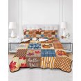 thumbnail image 2 of Quilt King Size Bedding Set, Hello Fall Checked Reversible Summer Quilt 3 Pieces, Thanksgiving Pumpkins Buffalo Plaid Lightweight Bedspreads Coverlets with 2 Pillow Shams for All Seasons, 2 of 5