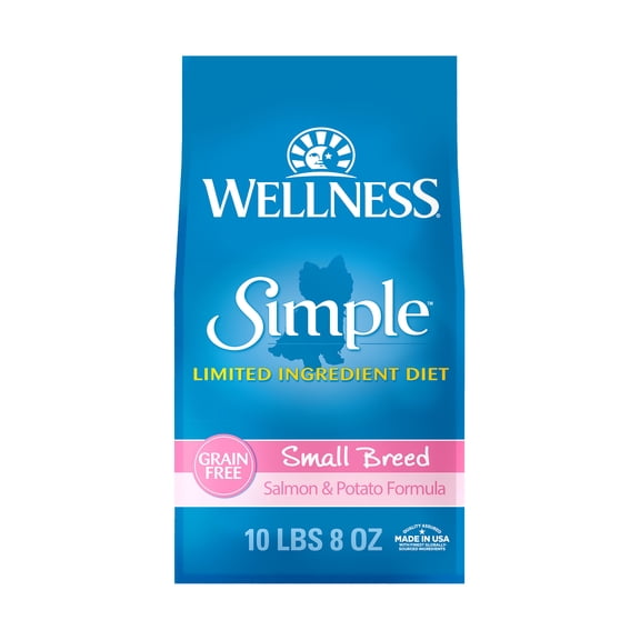 Wellness Simple Limited Ingredient Dry Dog Food for Sensitive Stomachs, Supports Skin & Coat, Small Breed, Grain Free, Natural, Salmon & Potato Recipe, (10.5-Pound Bag)