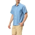 thumbnail image 4 of MODA NOVA Big & Tall Men's Summer Striped Shirts Short Sleeves Button Down Beach Shirt, 4 of 6