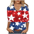 thumbnail image 6 of Gamivast 4Th of July Patriotic Tunic Tops for Women USA American Flag 3/4 Sleeve V Neck Stars And Stripes Casual Loose Fit Stretchy Soft Summer Tops, 6 of 7