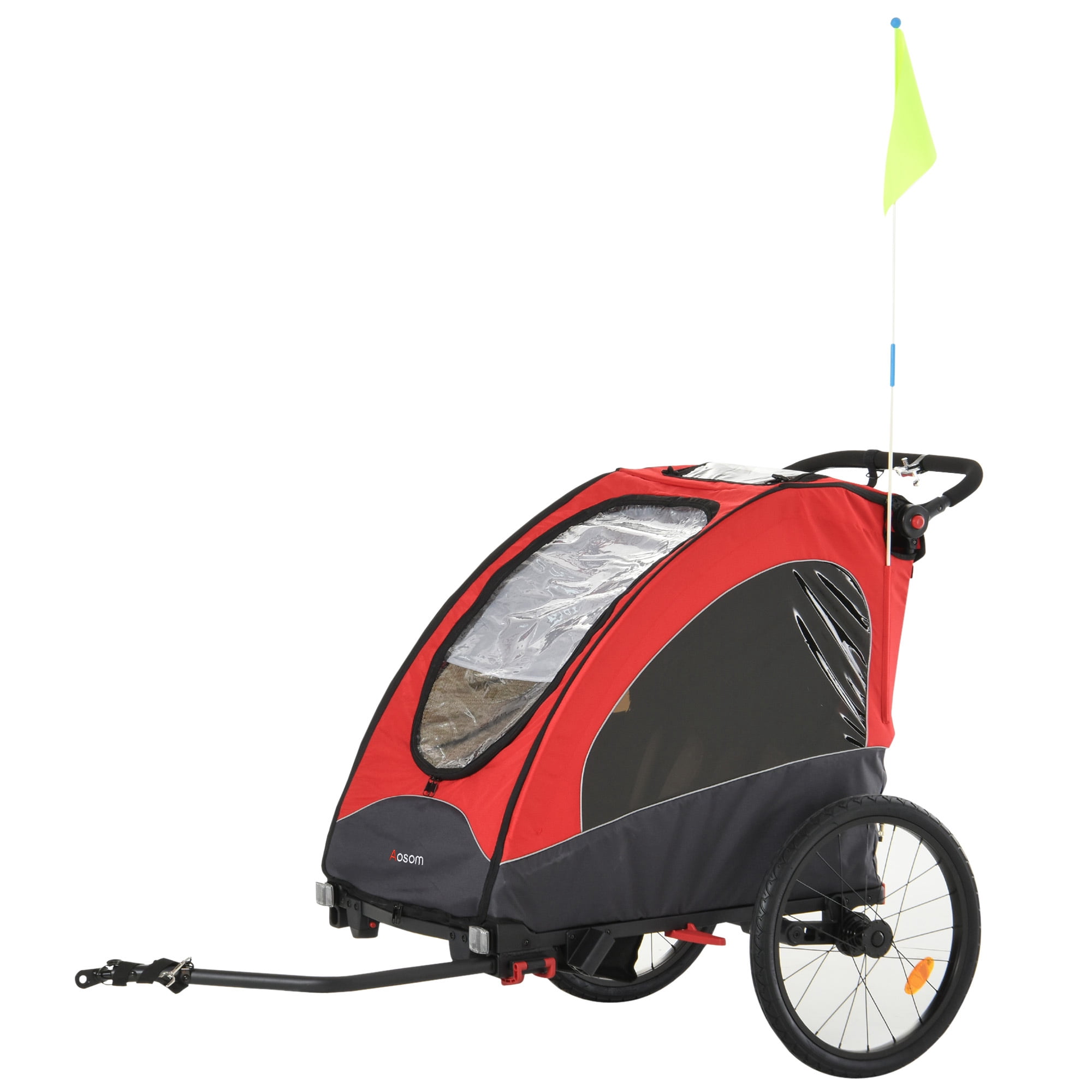 Aosom Child Bike Trailer 3 In1 Foldable Jogger Stroller 2-Seater Baby ...