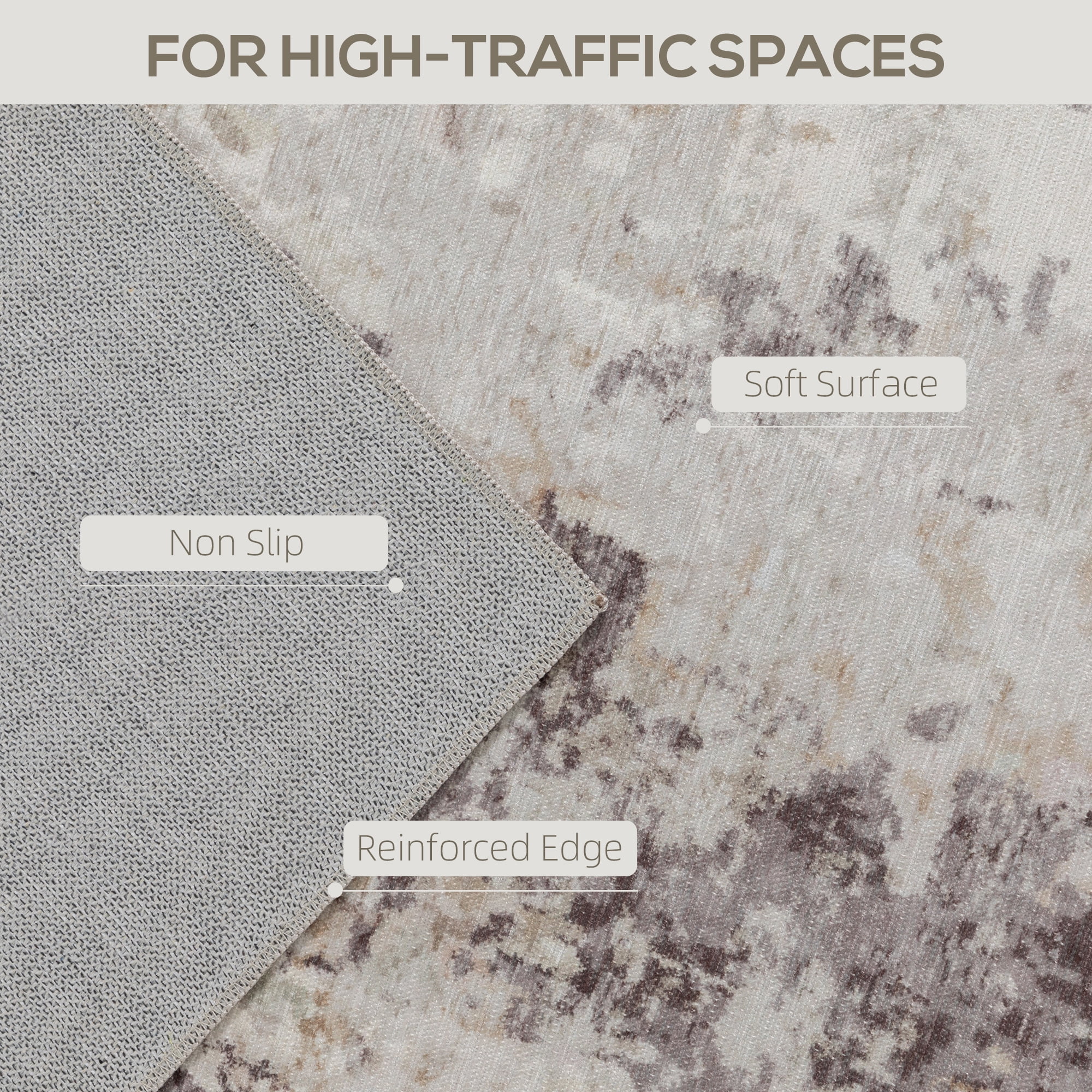 Area Rug 72"x47.6" Chenille Soft Non-Slip TPR Backing Machine Washable Rug for Living Room Bedroom
