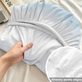 thumbnail image 4 of Full Size Fitted Sheet Set - Sky Blue White 3 Piece Bedding Sets 16" Deep Pocket Fitted Sheet with 2 Pillowcases Gradient Vertical Stripes Minimalist Brushed Microfiber Hotel Luxury Bed Sheets, 4 of 9