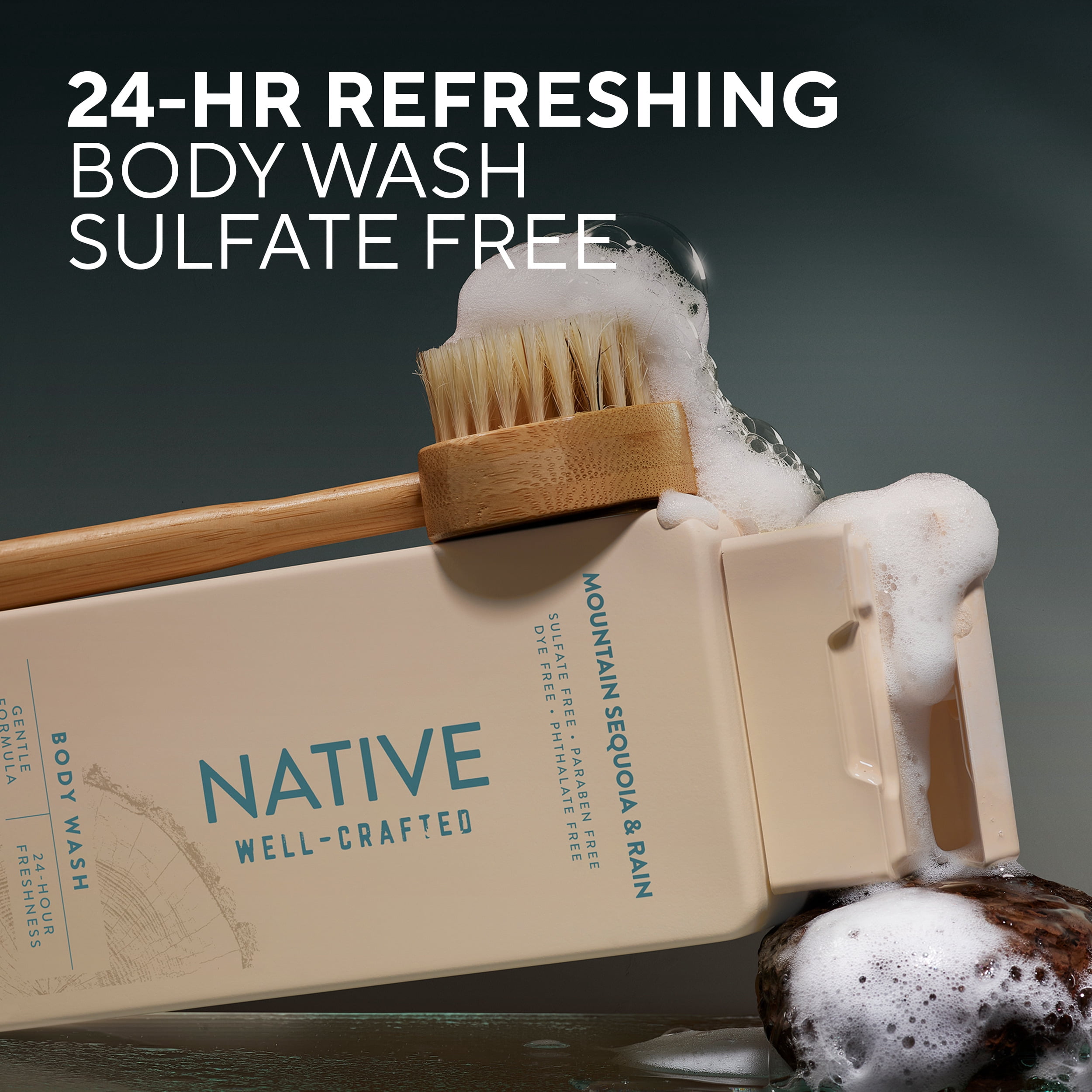 Native Men's Body Wash, Mountain Sequoia & Rain, Sulfate Free, Well-Crafted, 18 fl oz