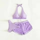 thumbnail image 2 of Bikini sólido con correa para mujer, Bikini con escote en V profundo, conjunto de traje de baño dividido cómodo, traje de baño de tres piezas OAVQHLG3B Store  lin121212, 2 of 4