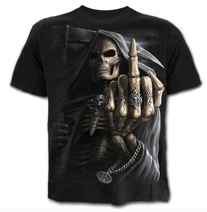 Men's Skull Print Short Sleeve TShirt Novelty Graphic Tee Shirt