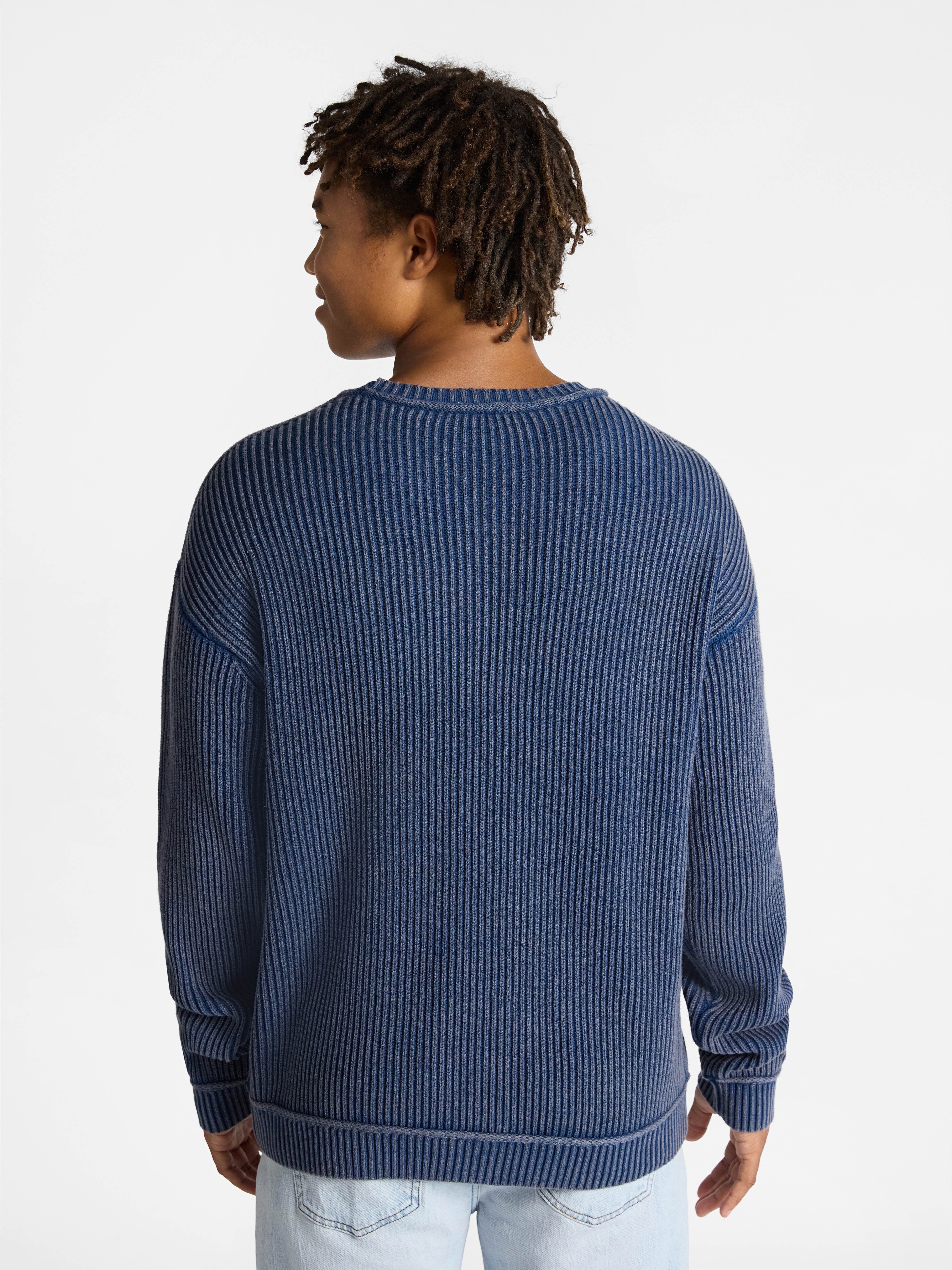 No Boundaries Ribbed Crewneck Sweater with Long Sleeves, Men's XS-3XL