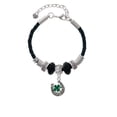 thumbnail image 2 of Delight Jewelry Silvertone Good Luck Horseshoe with Green Four Leaf Clover Lil Sister Celtic Knot Leather Bead Bracelet, 7"+2" Extender, 2 of 4