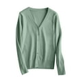 thumbnail image 4 of BLTIBY Cardigan Sweaters for Women Plus Size Open Front Solid Color Long Sleeve V Neck Button Comfy Lightweight Knit Casual Coat 2025 Mint Green M, 4 of 9