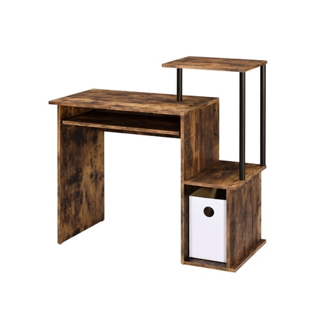 Black And Brown Desk With Keyboard Tray Versatile Shelving In Oak Weathered Writing Shelves
