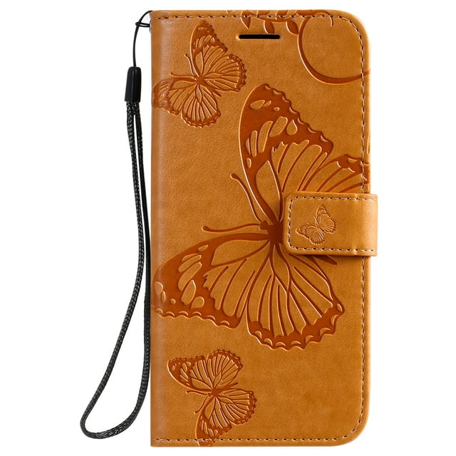 Galaxy S20 Ultra 5G Case, S20 Ultra Wallet Case, Allytech Pretty Retro Embossed Butterfly PU Leather Book Style Protection Slim Folio Flip Case Cover for Samsung Galaxy S20 Ultra 6.9", Yellow