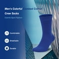 thumbnail image 2 of Sakusock Men's Colorful Combed Cotton Crew Socks – Dress Neon Vivid Color Sport Crazy Fashion Socks 4-PACK (7-10, Royal blue), 2 of 6