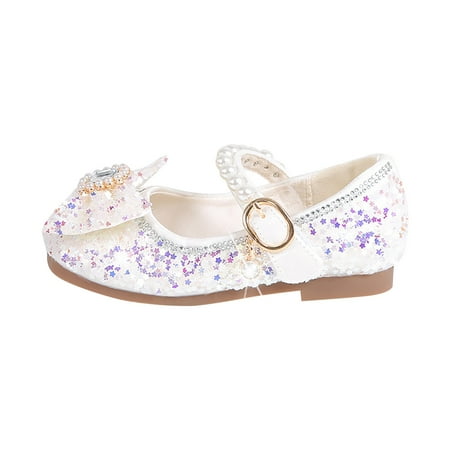

ASEIDFNSA Big Kid Shoes Jelly Girls Shoes Girls Flat Soled Shoe Dress Shoes Rhinestone Bows Low Heel Princess Flower Wedding Party for Toddler Little Kid