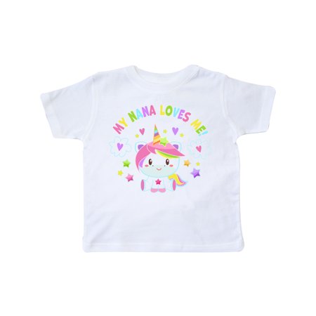 

Inktastic My Nana Loves Me with Cute Rainbow Unicorn Gift Toddler Boy or Toddler Girl T-Shirt
