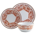 thumbnail image 3 of INFUSE 12 Piece Lebrillo Pattern Melamine Dinnerware Set for Outdoor Dinner Salad Plates Bowls, Orange, 3 of 9