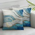 thumbnail image 3 of Acheng Marble Texture Turquoise and Gold Silver Decorative Throw Pillow Covers Luxury Abstract Fluid Art Ink Soft  Pillow Case Square Cushion Covers for Couch Sofa Set of 2 12x12in, 3 of 7
