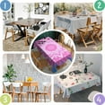 thumbnail image 5 of Pink Tie Dye Lotus Pattern Rectangle Tablecloth 60"x120",Waterproof Polyester Rectangle Table Cloth, Wipeable Spillproof Polyester Tablecloth for Dining, Camping, Indoor and Outdoor, 5 of 6