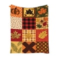 thumbnail image 2 of Fall Plaid Patchwork Throw Blanket 27" x 39" Autumn Pumpkin Flower Pattern Soft Flannel Quilt for Sofa Couch Bed Thanksgiving Home Holiday Decor Display, 2 of 6