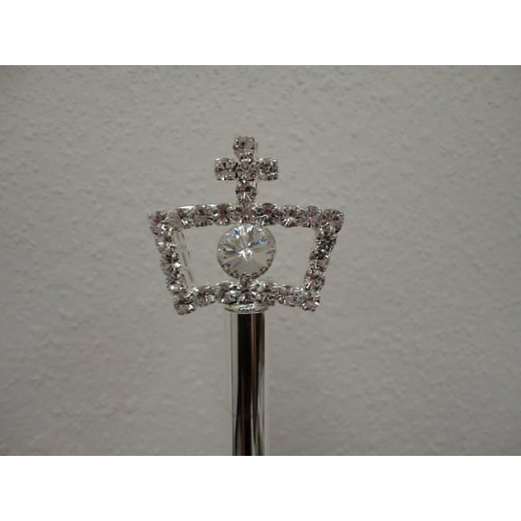 Charmed 11" Crown with Cross Scepter; Silver/Clear