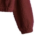 thumbnail image 5 of ZAFUL Hooded Zip Faux Shearling Fluffy Jacket Red Wine S, 5 of 5