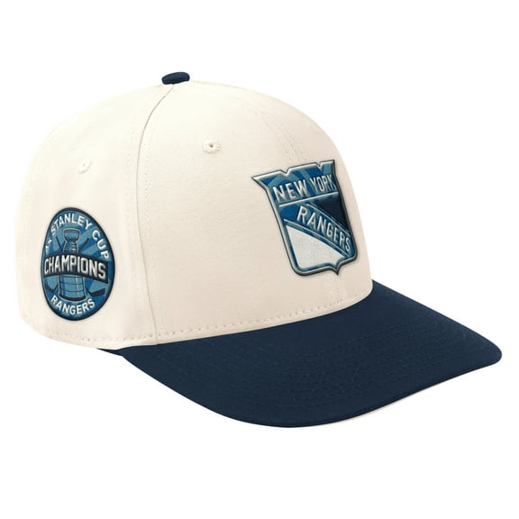 Men's-Starter  Cream/Navy New York Rangers Blue Wave Classic Adjustable Hat