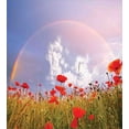 thumbnail image 3 of Poppy Flower Duvet Cover Set, Meadow with Poppies and Rainbow Reflection in Air Sky Happiness Concept, Decorative 2 Piece Bedding Set with 1 Pillow Shams, Twin Size, Red Green Blue, by Ambesonne, 3 of 3