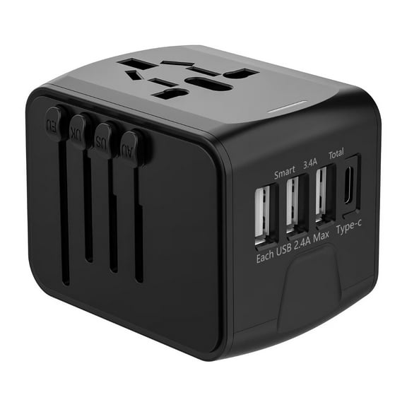 International Travel Adapter Universal Power Adapter Worldwide All in One 4 USB Perfect for European US, EU, UK, AUS,Asia 200  Countries