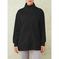 thumbnail image 2 of Women's Zip Up Sweatshirts Casual Long Sleeve Stand Collar Solid Color Jackets Oversized Tops Streetwear, 2 of 6