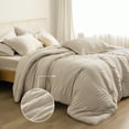 thumbnail image 4 of U by Bedsure King Bed in a Bag - King Size Comforter Set 7 Piece Stripes Seersucker Bedding Set, Soft Lightweight Down Alternative Comforter Bed Set(Khaki,King 104 x 90 inch), 4 of 7