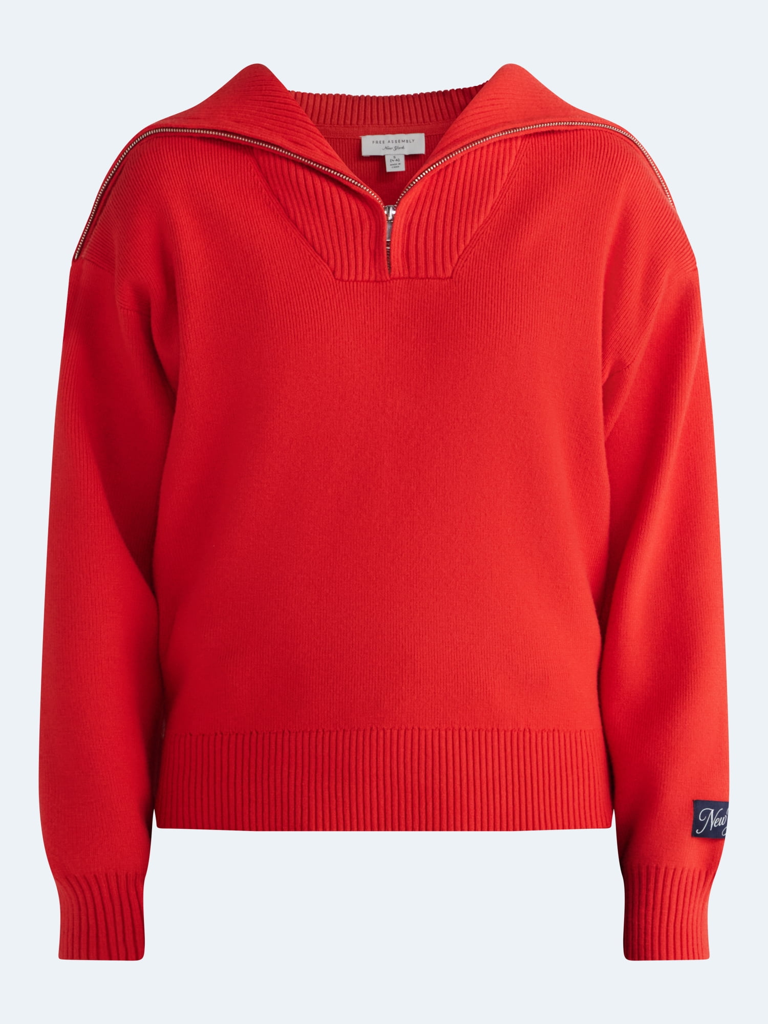 Free Assembly Women's and Women Plus Quarter-Zip Sweater, Midweight, Sizes XXS-4X
