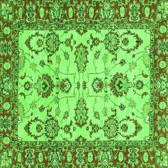 Ahgly Company Indoor Square Oriental Green Modern Area Rugs, 8' Square