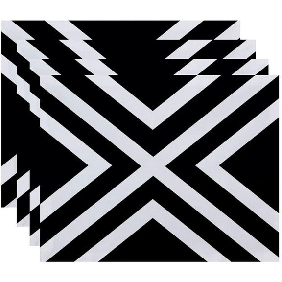 Simply Daisy 18" x 14" "X" Marks the Spot Stripes Print Placemats, Set of 4