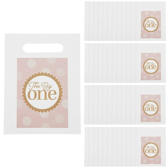Fun Express 7 1/2" x 10" Bulk 50 Pieces Girl’s First Birthday Pink Favor Bags with Cutout Handles
