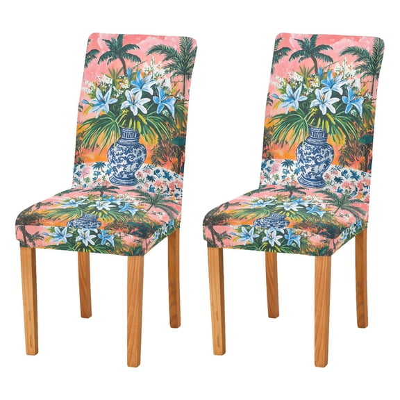 Yayeee 2 Pack Dining Chair Covers Stretch Parson Chairs Slipcovers Seat Protector, Blue Flowers