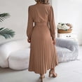 thumbnail image 4 of Wdgfv Robe Maxi à Volants pour Femmes, Plissée en Ligne Fluide, Décontractée pour Affaires, Manches Longues Smockées Modestes pour le Printemps, 4 of 6