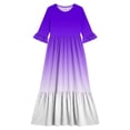 thumbnail image 4 of Girls Maxi Dress Tween Girl Summer Spring Boho Smocked Patchwork Sundress Purple 13-14 Years, 4 of 7