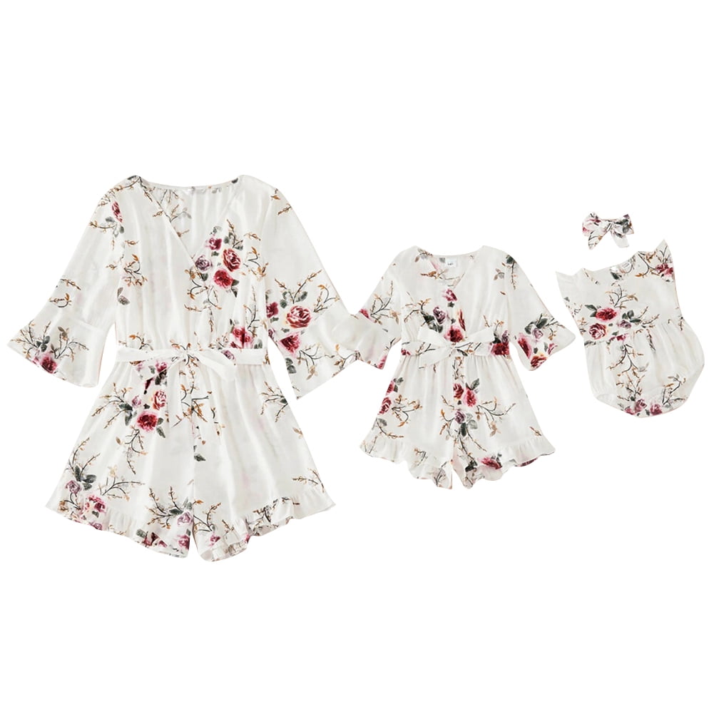 Mommy and Me Matching Clothes Mother Daughter Floral One Piece Jumpsuit ...