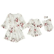 HIRIGIN Mommy and Me Matching Clothes Mother Daughter Floral One Piece Jumpsuit Short Romper