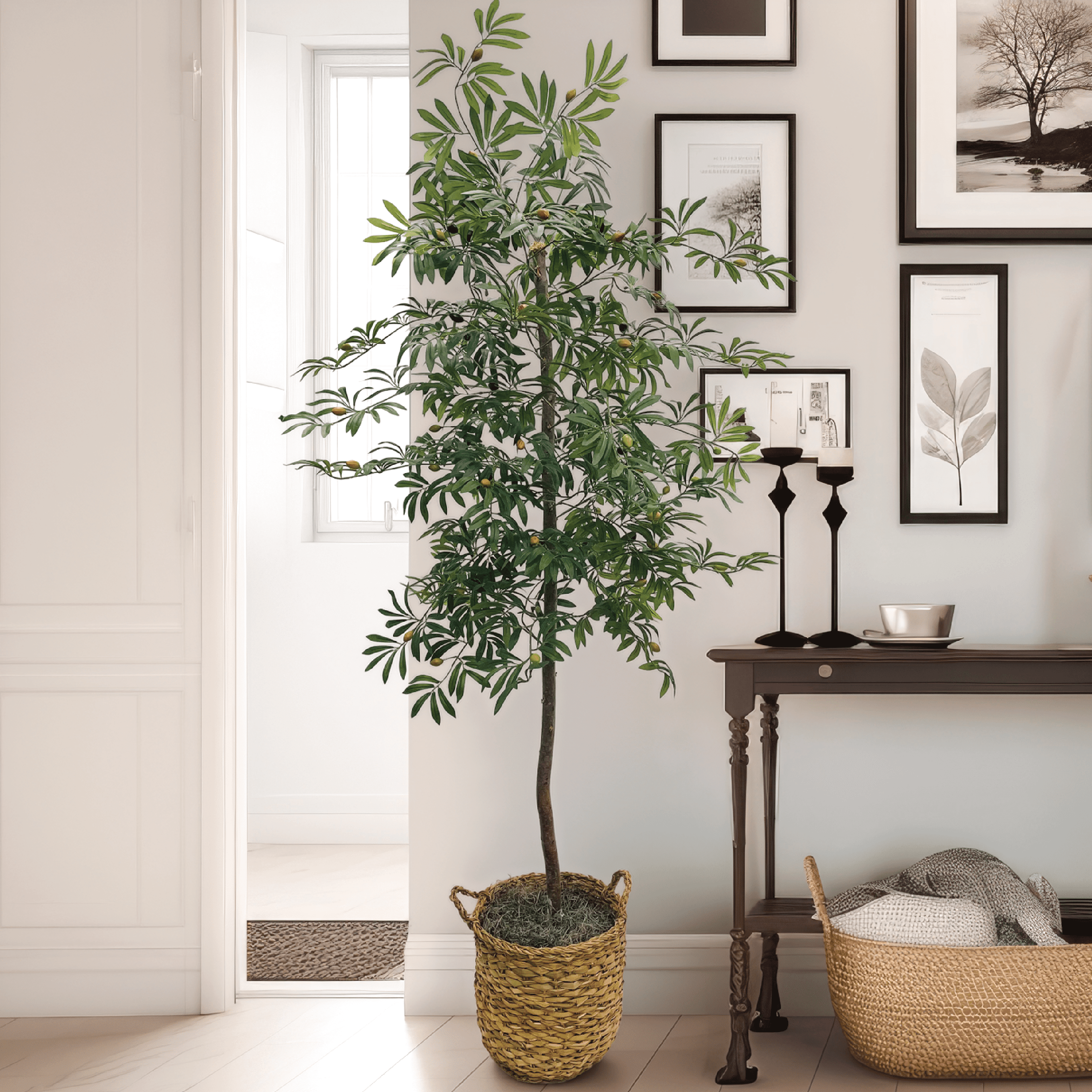 Artificial Tree, LCG Florals 6ft Olive Tree in Deco Basket, Fake Indoor Faux Tree for Living Room, Office, and Home Decor