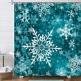 thumbnail image 2 of Christmas Snowflake Shower Curtain Set for Bathroom, Winter Teal Decorative Curtains, 36X72IN, 2 of 6
