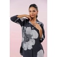 thumbnail image 4 of Smudge black bold flower printed notch collar top with silver salli worked detail buttons in Russian silk, 4 of 5