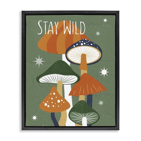 Stupell Industries Southwestern Stay Wild Mushrooms Pattern Black Floating Frame Canvas Art, 17 x 21, by Martina Pavlova