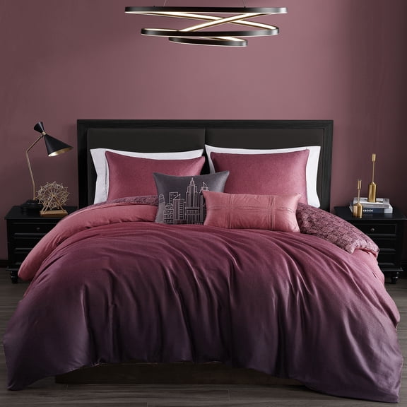 Bebejan Mauve Dreams 5 Piece Reversible Comforter Set, Queen, 100% Cotton Sateen, All Season, Cozy Comfort