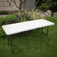 thumbnail image 4 of Magshion 8Ft Foldable Heavy Duty Table, Indoor Outdoor Portable Plastic Picnic Desk w/Steel Legs and Handle, White, 4 of 12