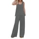 thumbnail image 1 of Conjunto de 2 piezas para mujer: chaleco sin mangas y pantalones anchos, estilo boho informal, color liso, mezcla de poliéster y spandex, 1 of 5