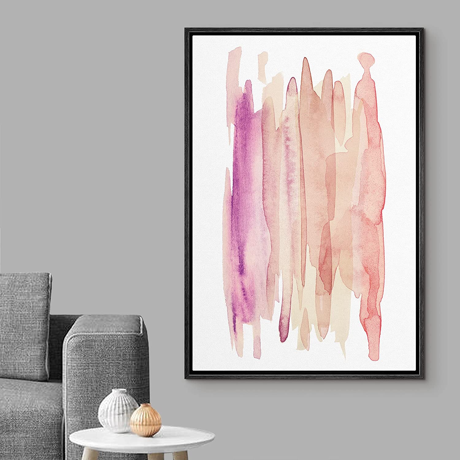 Wall26 Framed Canvas Print Wall Art Orange & Pink Paint Strokes