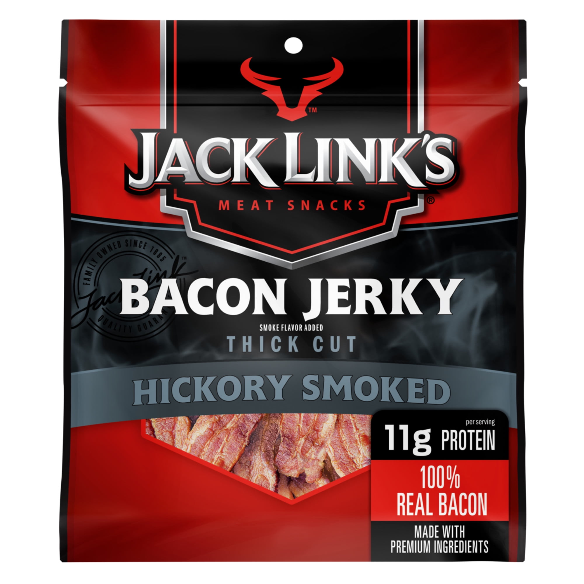 Jack Links Bacon Jerky, Hickory Smoked, 2.5oz