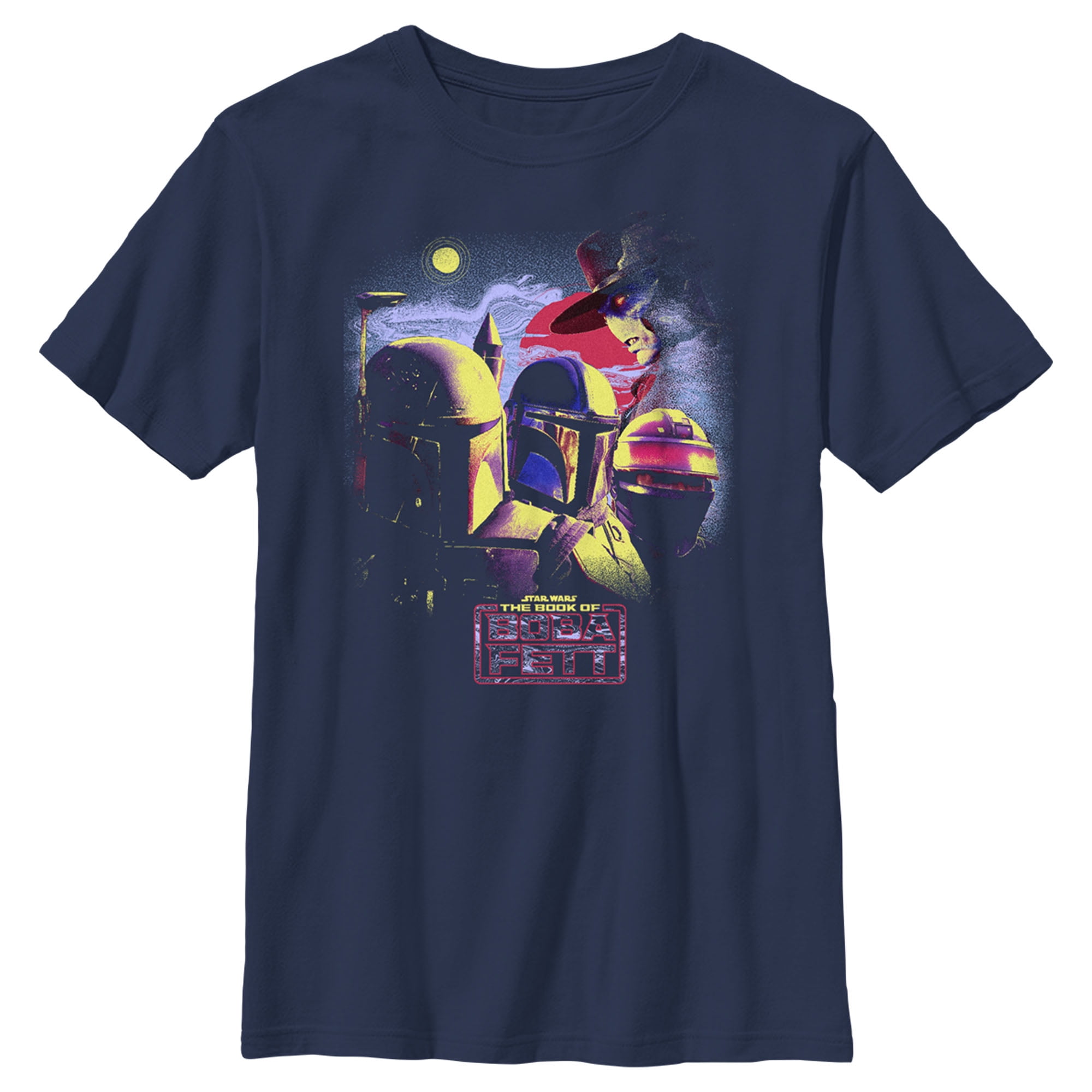 Boy s Star Wars: The Book of Boba Fett Cad Bane vs Shand Djarin & Boba Fett Graphic Tee Navy Blue Small